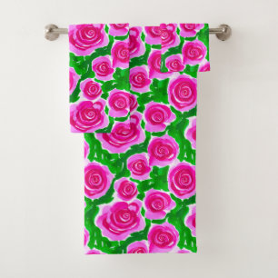 Rosas de acuarela rosa de Fuchsia