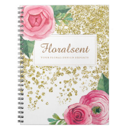 Rosas de Acuarela y cuaderno bonitos del purpurina