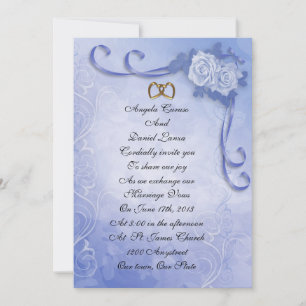 Rosas de antigüedades azules Invitación a la boda