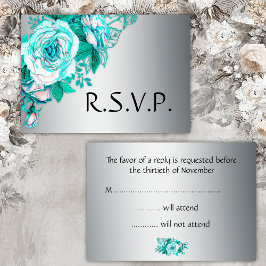 Rosas de Aqua y Silver Wedding RSVP