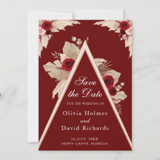 Rosas de Borgoña y Grass Pampas Salven la tarjeta 