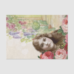 Rosas de col victorianas papel de tejido floral