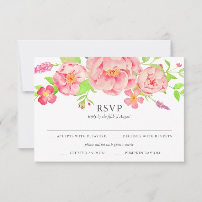Rosas de color de agua mate RSVP (Anverso)