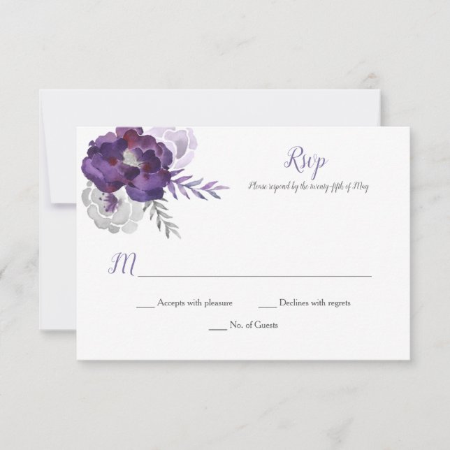 Rosas de color gris morado plateado RSVP (Anverso)