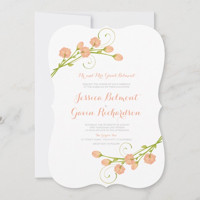 Rosas de Coral Garden - Invitación a la boda (Anverso)