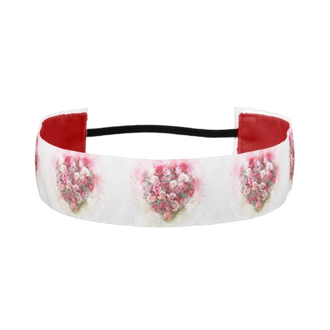Rosas de corazón rosa y rojo Bouquet Banda de cabe (Anverso)