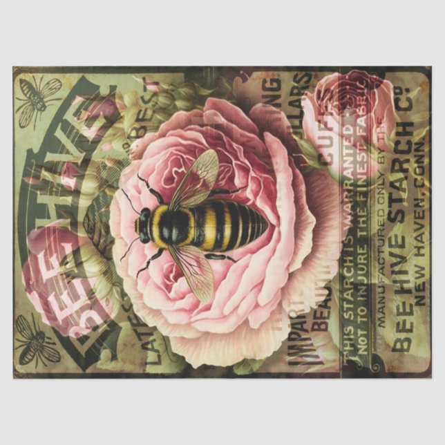Rosas de cosecha y papel de tapete de abeja reina (Anverso)