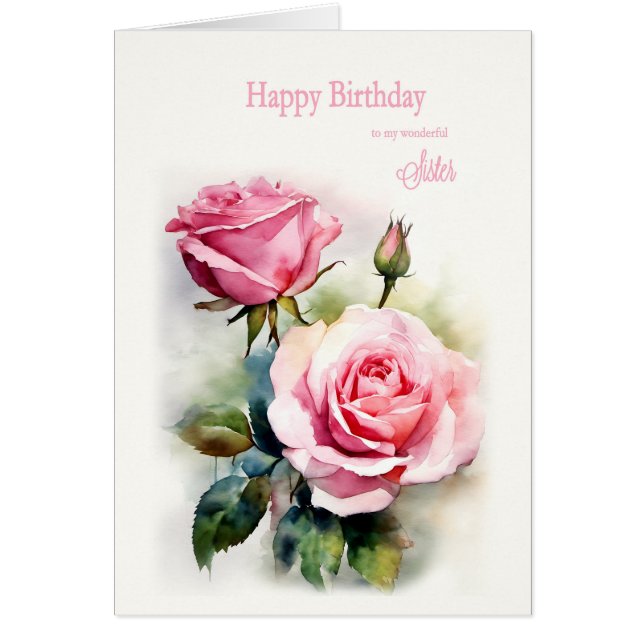 Rosas de cumpleaños pintadas con acuarela (Frente)
