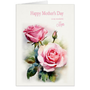 Rosas de Día de la Madre de mamá pintan acuarela