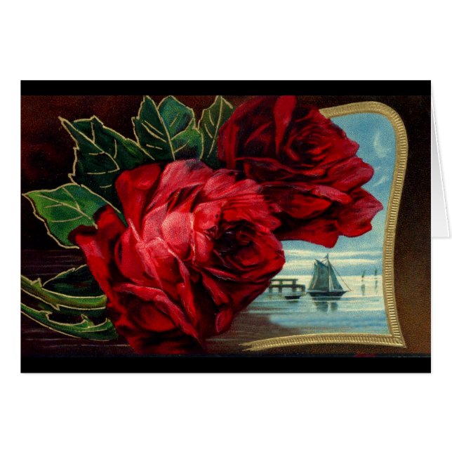 Rosas de época y barco velero (Anverso (Horizontal))