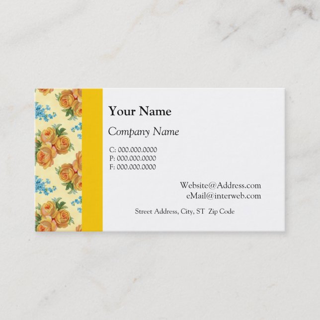 Rosas de época y tarjetas de visita Blue Flowers (Anverso)