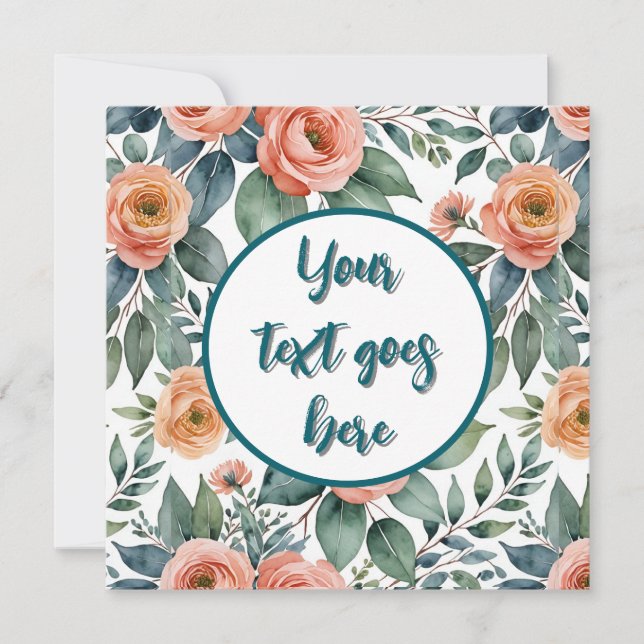 rosas de flor de melocotón Invitación o tarjeta (Anverso)