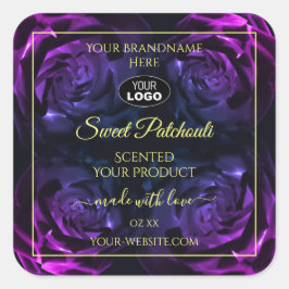 Rosas de flores moradas rosadas Etiqueta de produc