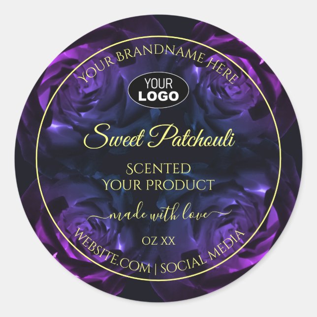 Rosas de flores moradas rosadas Etiqueta de produc (Anverso)