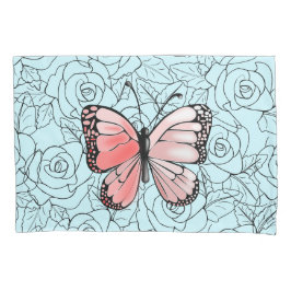 Rosas de Funda de la almohada de mariposa - Colore