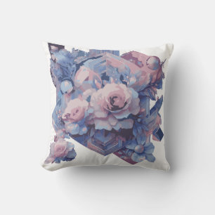 Rosas de Futuro Tintado con almohada de diseño geo