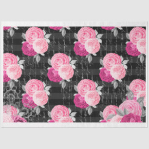 Rosas de Glam de Shabby Rosado y Negro 2 Papel de