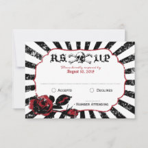 Rosas de gótico crunge tarjeta RSVP de boda pirata