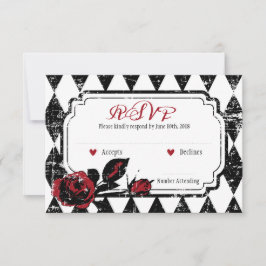 Rosas de gótico Grunge Diamond Print RSVP Card