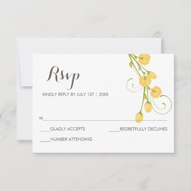 Rosas de jardín amarillo - Tarjeta RSVP (Anverso)