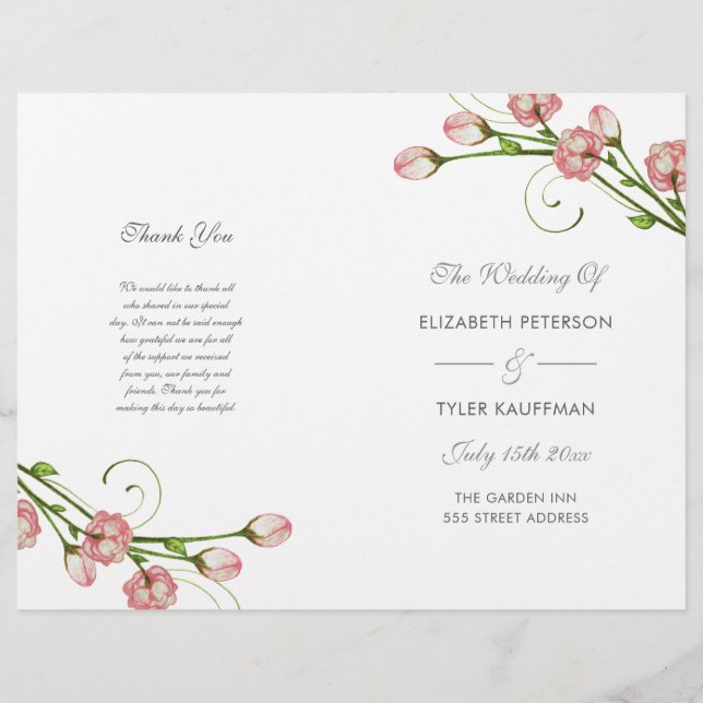 Rosas de jardín - programa de boda (Anverso)