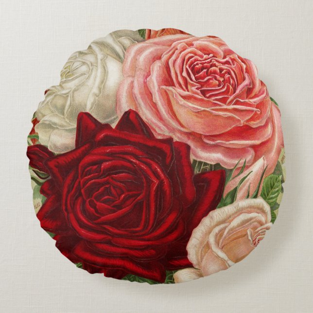 Rosas de jardinería de época rodean la almohada (Anverso)