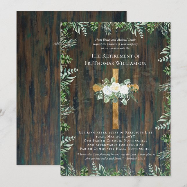 Rosas de jubilación del sacerdote pastor deacon (Anverso / Reverso)