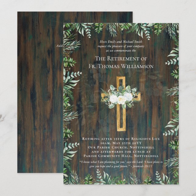 Rosas de jubilación del sacerdote pastor deacon (Anverso / Reverso)