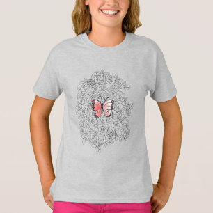 Rosas de la camiseta de mariposa