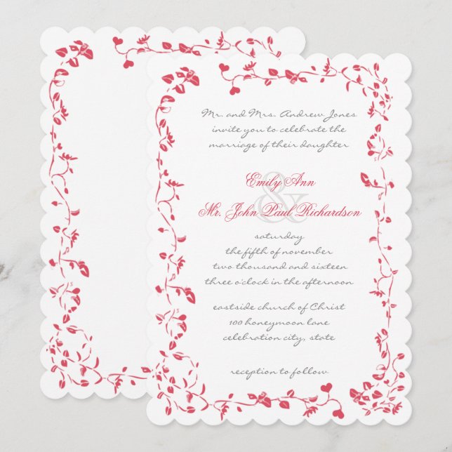 Rosas de la época: Invitación a una boda de gran h (Anverso / Reverso)