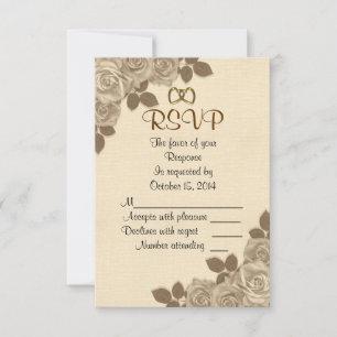 Rosas de la tarjeta de respuesta RSVP sepia