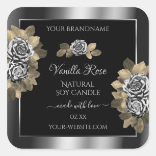 Rosas de las etiquetas de productos Floral Black a