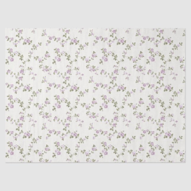 Rosas de Lavanda Ivory Shabby Papel de té envuelto (Anverso)