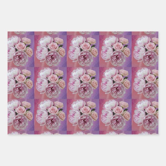 Rosas de Luxe Opalcent Peonies envolver papel (Anverso)