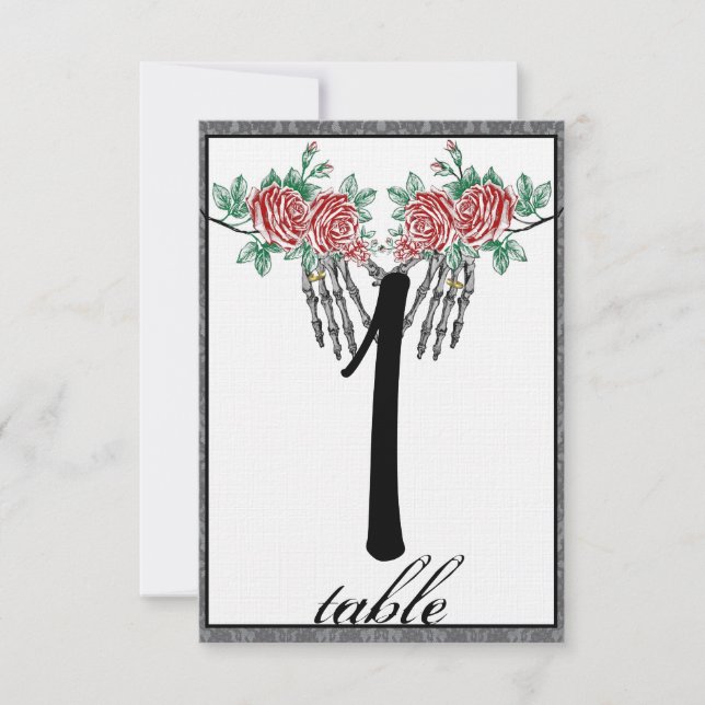 Rosas de Mano de Esqueleto Gótico Número de Mesa d (Anverso)