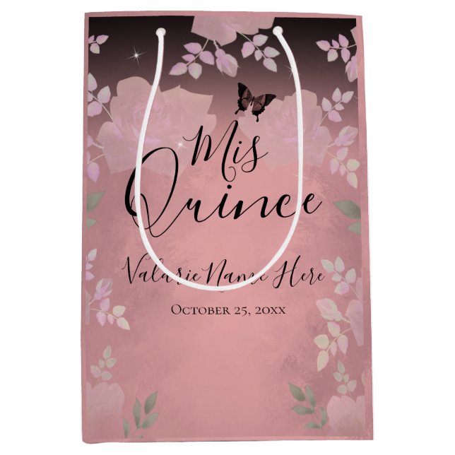 Rosas de moda Quinceanera Bolsa de regalo rosa med (Anverso)