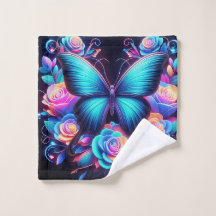 Rosas de neón y mariposa