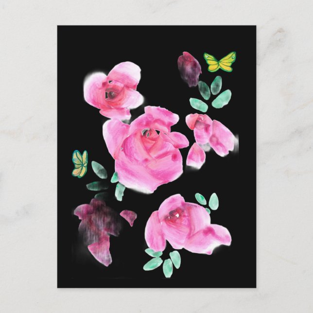 Rosas de noche bajo una postal con lámpara de call (Anverso)