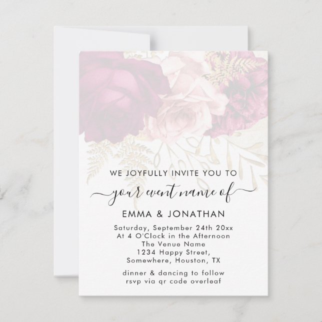 Rosas de oro del código QR del presupuesto Marsala (Anverso)