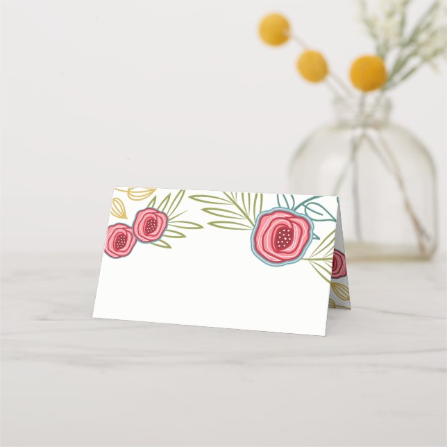Rosas de país Boda tarjetas de lugar dobladas (Reverso)