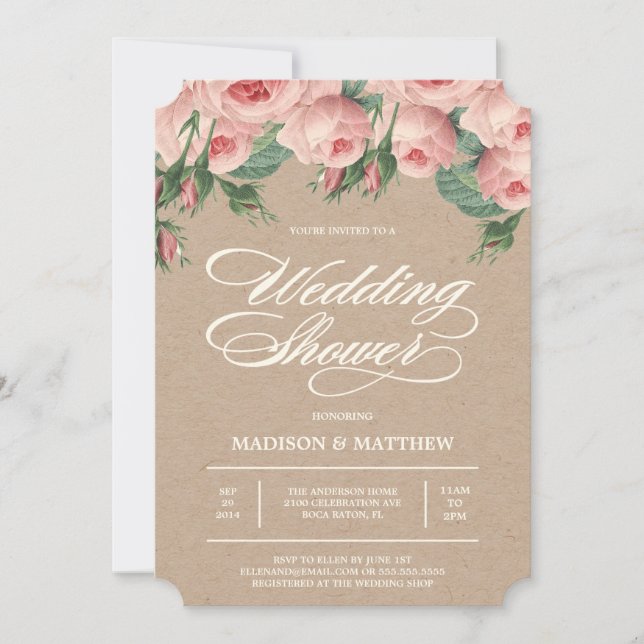 Rosas de países| Invitación a la ducha nupcial (Anverso)