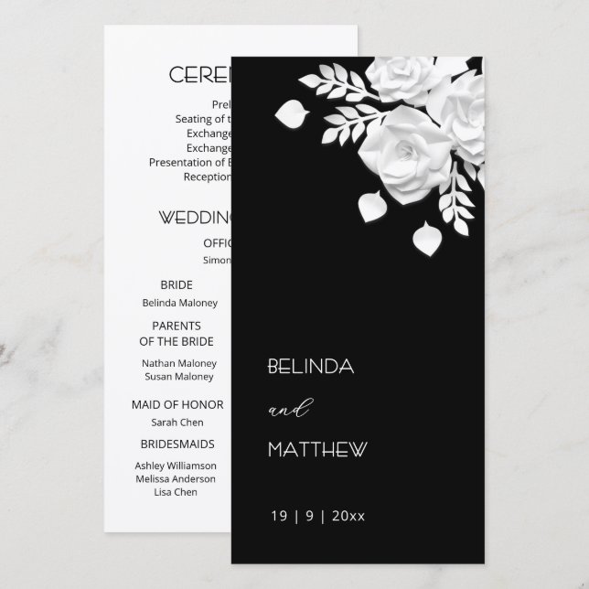 Rosas de papel cortado en blanco y negro | Program (Anverso / Reverso)