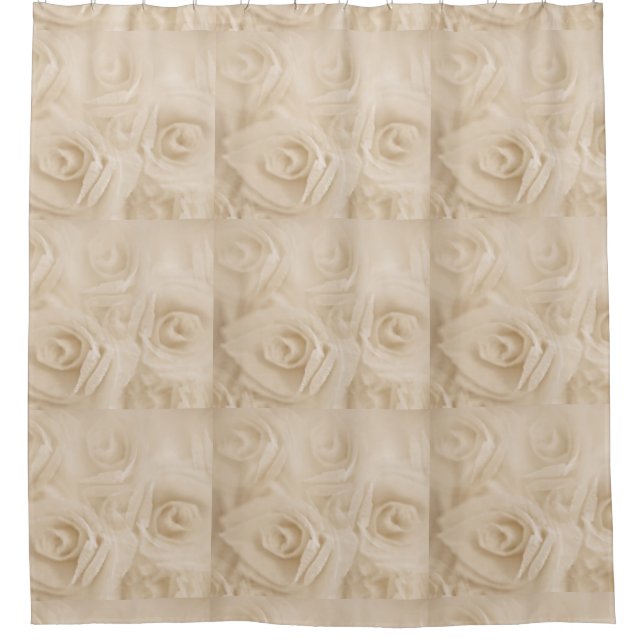 Rosas de papel Sepia Cortina de Ducha (Anverso)