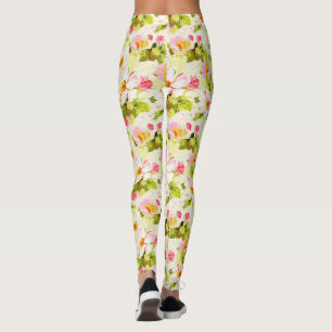 Rosas de patrones florales de época Peonies Leggin