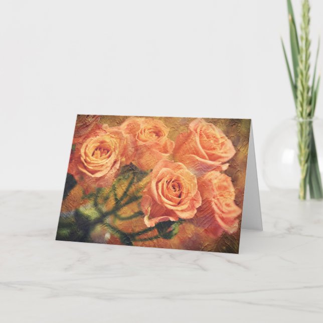 Rosas De Peachy Naranja Tarjeta De Escritura Psalm (Anverso)