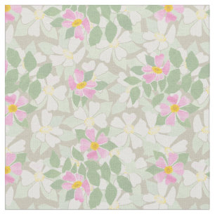 Rosas de perro blanco rosado en tela tafetán