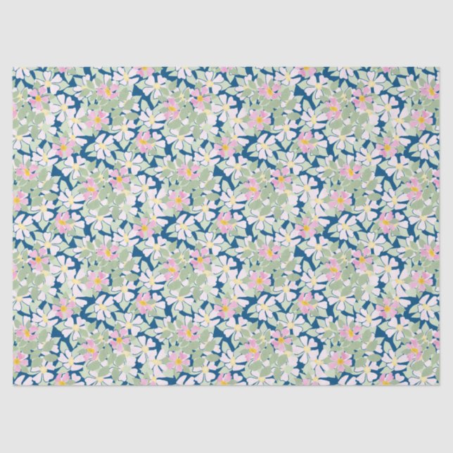 Rosas de perro rosado en papel de tejido azul prof (Anverso)