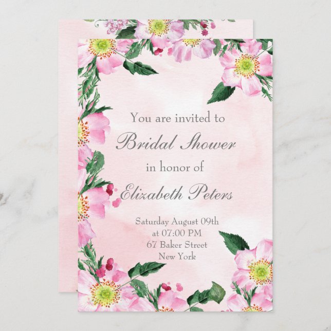 Rosas de perros en invitación a duchas de novias r (Anverso / Reverso)