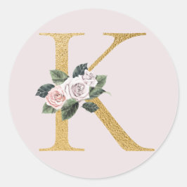 Rosas de primavera iniciales de oro letra pegatina