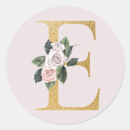 Rosas de primavera iniciales de oro letra pegatina